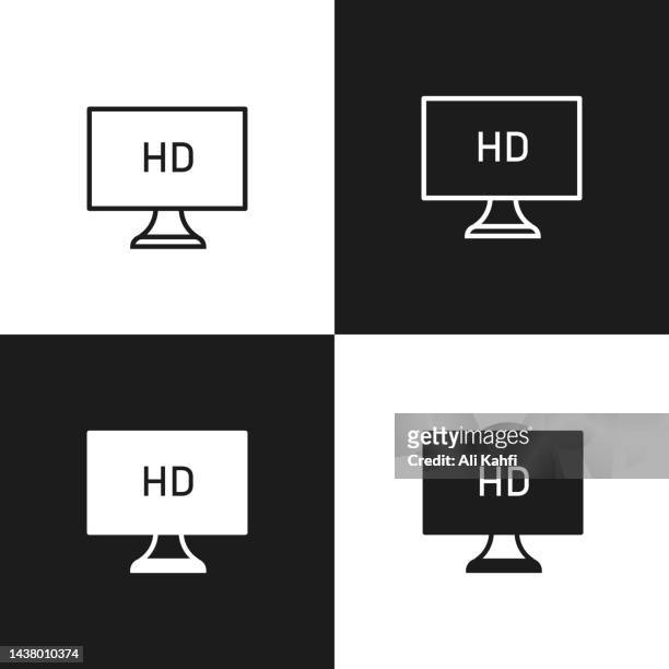 monitor hd icon - retail display stock illustrations