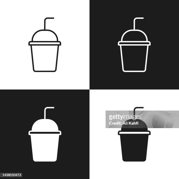 cup drink icon - plastic straw stock illustrations