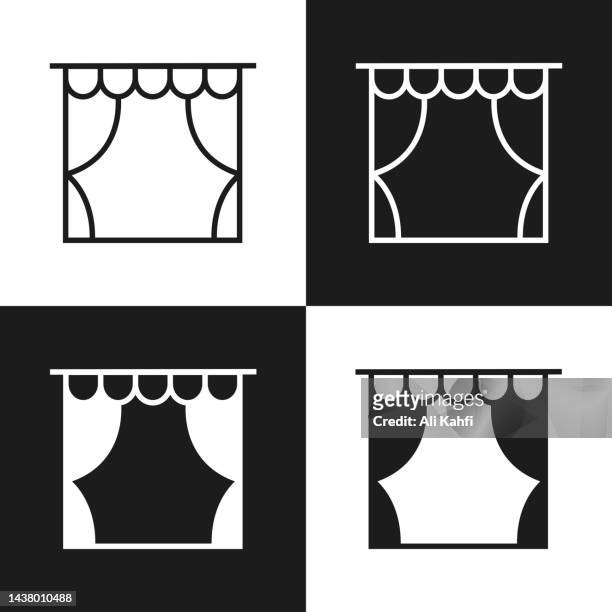 concert stage, theater stage line icon - auditorium icon stock illustrations