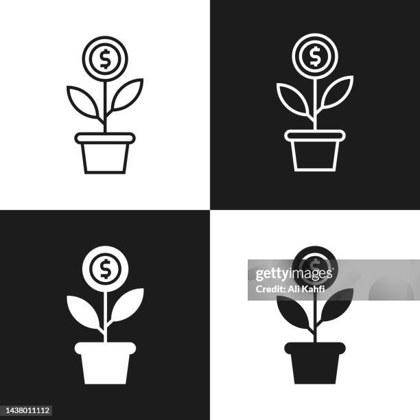 money plant icon - paper flower stock illustrations