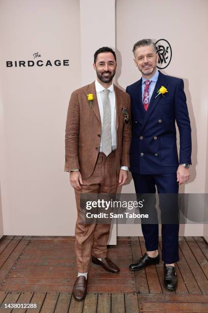 Andy Allen and Jock Zonfrillo during 2022 Melbourne Cup Day at Flemington Racecourse on November 1, 2022 in Melbourne, Australia.