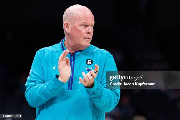 Charlotte Hornets head coach Steve Clifford looks on in the first quarter during their game against the Sacramento Kings at Spectrum Center on...
