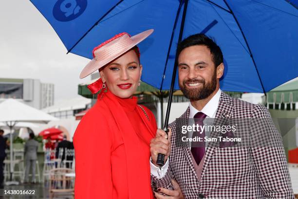 Jules Robinson and Cameron Merchant during 2022 Melbourne Cup Day at Flemington Racecourse on November 1, 2022 in Melbourne, Australia.