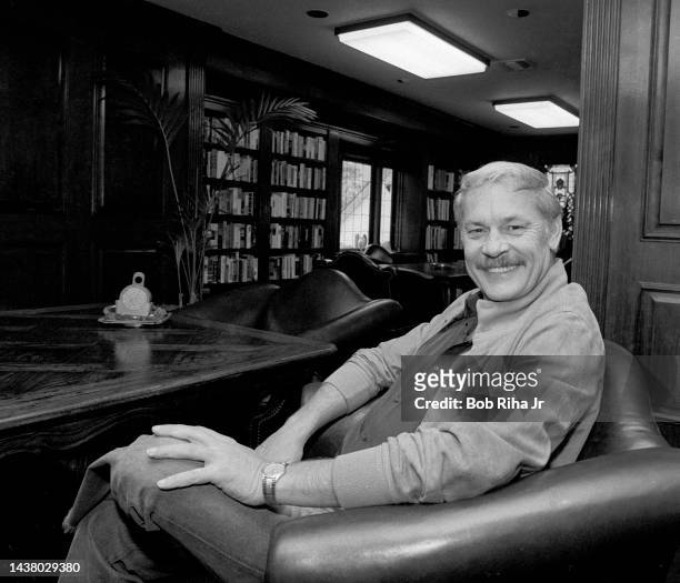 Dr. Jerry Buss, Owner of the Los Angeles Lakers at his house, the legendary 'Pickfair Estate' once owned by Mary Pickford and Douglas Fairbanks, Sr.,...