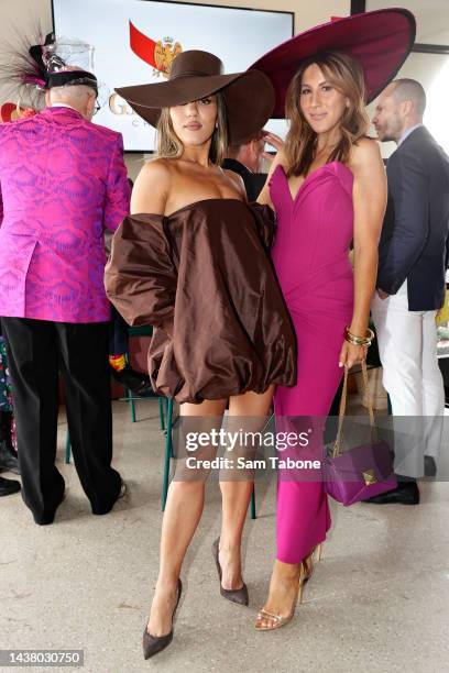 Lana Effie Kats and Lana Wilkinson during 2022 Melbourne Cup Day at Flemington Racecourse on November 1, 2022 in Melbourne, Australia.