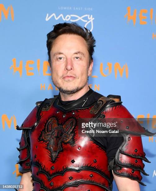 Elon Musk attends Heidi Klum's 21st Annual Halloween Party presented by Now Screaming x Prime Video and Baileys Irish Cream Liqueur at Sake No Hana...