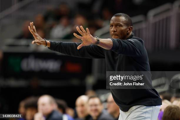 Head Coach Dwane Casey of the Detroit Pistons during during the second half of the game against the Milwaukee Bucks at Fiserv Forum on October 31,...