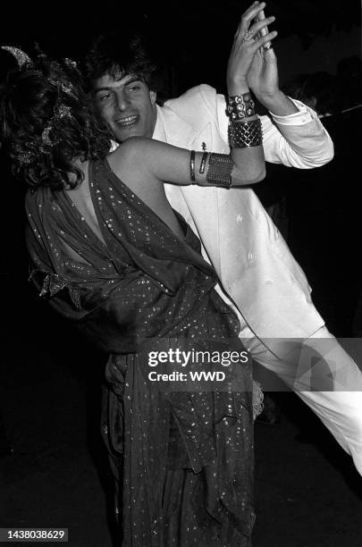 Lou Lou de la Falaise and Thadee Klossowski dancing at their wedding reception party in Paris