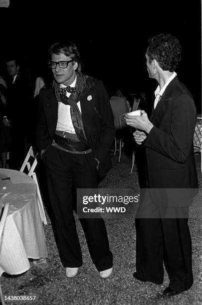 Yves Saint Laurent at Lou Lou de la Falaise and Thadee Klossowski's wedding reception party in Paris