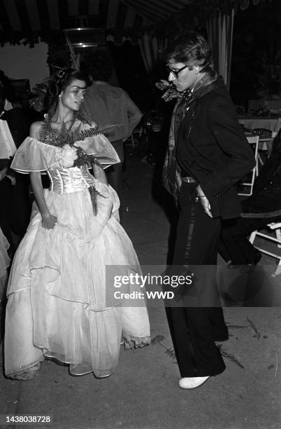 The scene during Loulou de la Falaise and Thadee Klossowski's post-wedding bash held in a little known garden restaurant called The Chalet des Iles...