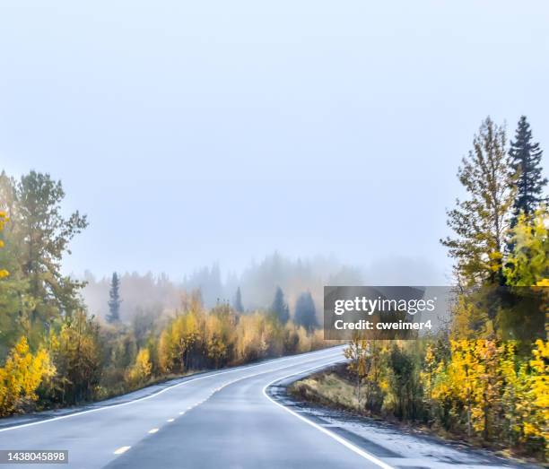 traveling across alaska in fall - denali highway stock pictures, royalty-free photos & images