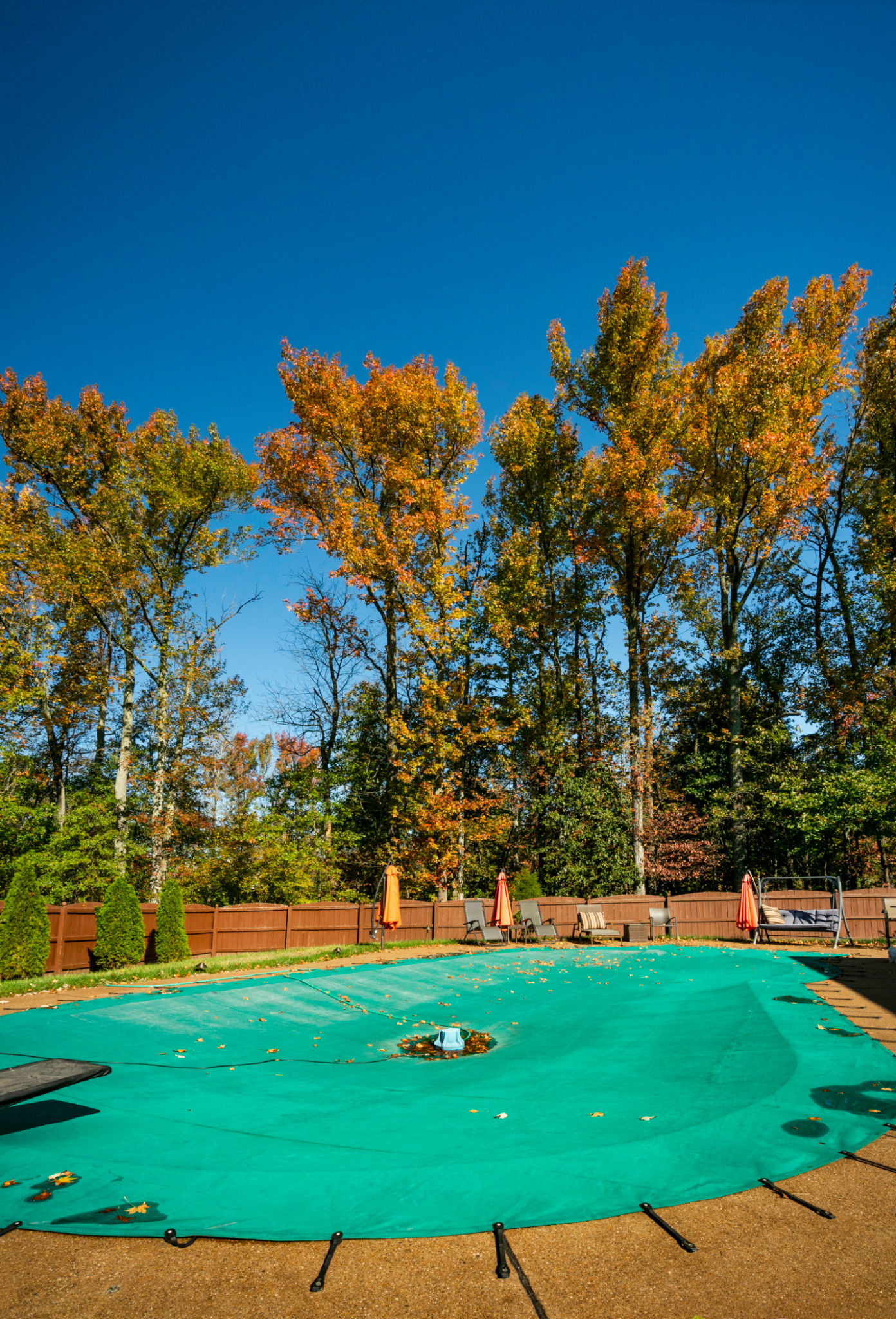 pool cover autumn