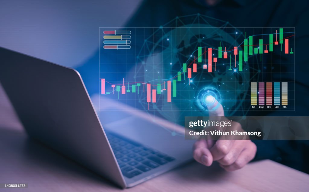 Computer Gnp Businessman Use Computer And Global Economy Stock Markets Financial ...