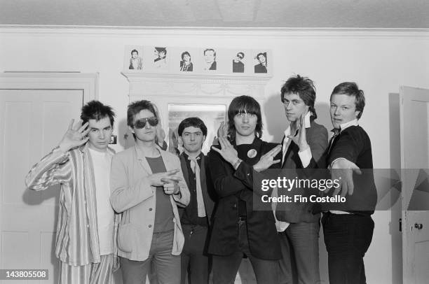 1st MARCH: Irish band The Boomtown Rats posed in Chessington near London in March 1978. Left to right: Keyboard player Johnny Fingers, guitarist...