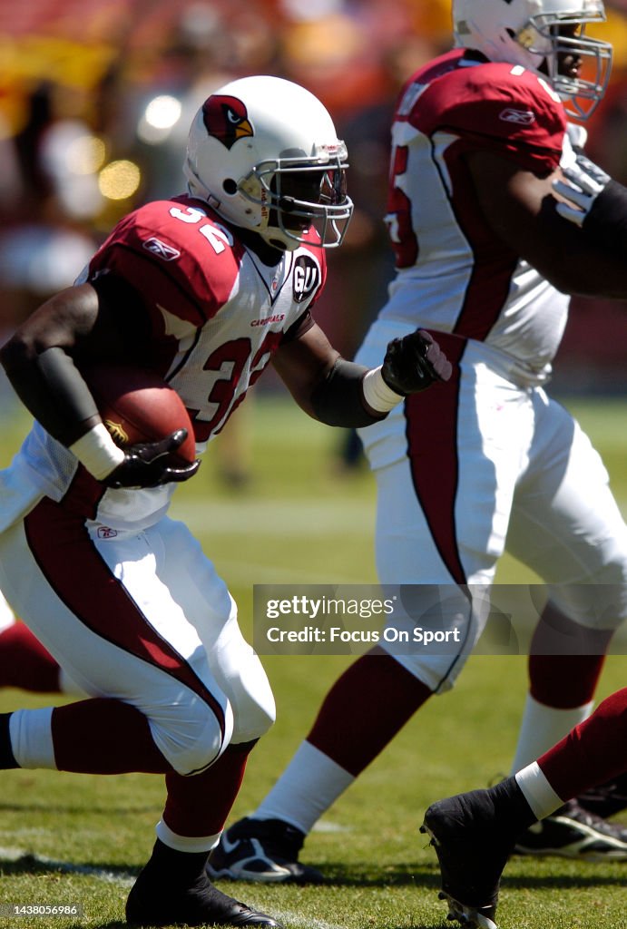Edgerrin James Ab Routine Edgerrin James of the Arizona Cardinals carries the ball against the ...
