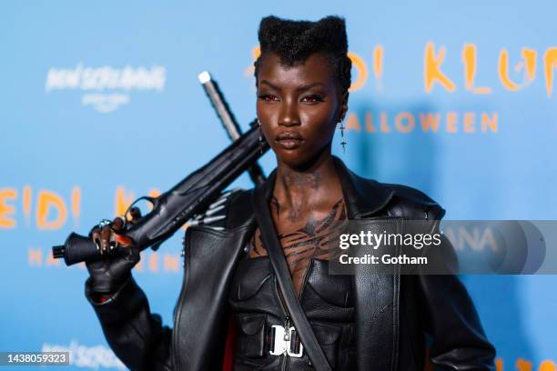 Anok Yai attends Heidi Klum's 21st Annual Halloween Party at Sake No Hana at Moxy Lower East Side on October 31, 2022 in New York City.