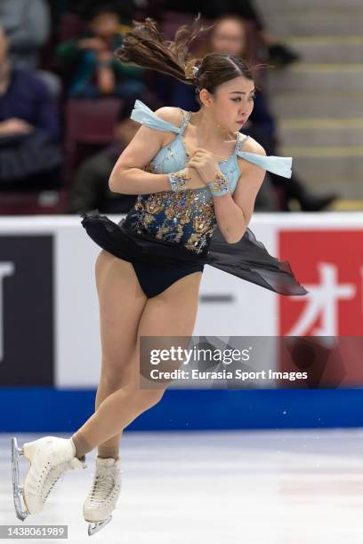 Rika Kihira of Japan performs during the women's free skate during the ISU Grand Prix of Figure Skating - Skate Canada International at the Paramount...
