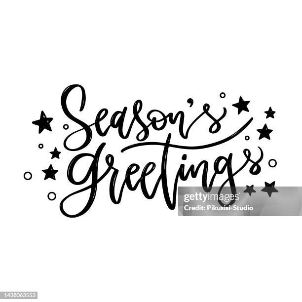 Seasons Greetings Handwritten Festive Lettering With Christmas ...