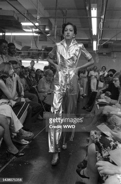 Metallic jumpsuit in the Willi Smith for Digits Fall/Winter 1973 show in New York