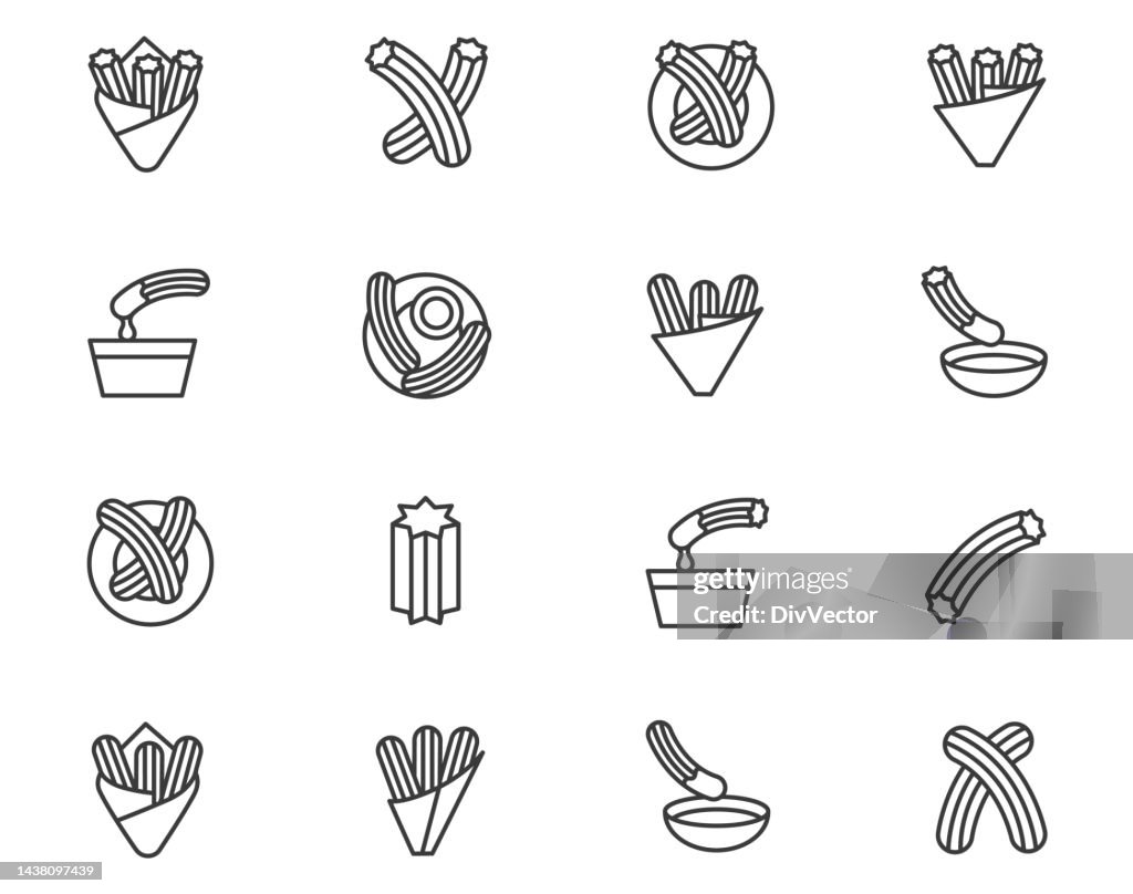 Churros icon set