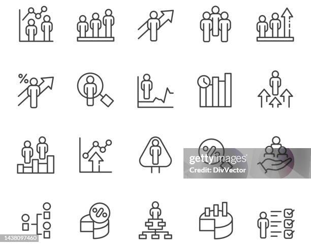 population icon set - demographics and population stock illustrations