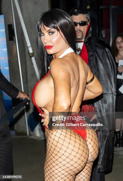 Coco Austin and actor, rapper Ice-T are seen arriving to Heidi Klum's 21st Annual Halloween Party at Sake No Hana at Moxy Lower East Side on October...