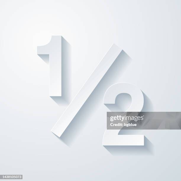 bildbanksillustrationer, clip art samt tecknat material och ikoner med 1 out of 2 - one half. icon with paper cut effect on blank background - fractions