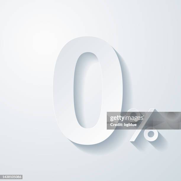 0% - zero percent. icon with paper cut effect on blank background - zero stock illustrations