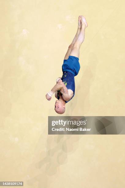 James Bacueti of team Australia competes on the floor during Day Three of the 2022 Gymnastics World Championships at M&S Bank Arena on October 31,...