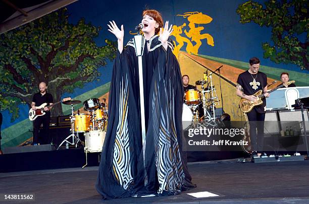 Florence Welch of Florence + The Machine performs during the 2012 New Orleans Jazz & Heritage Festival at the Fair Grounds Race Course on May 3, 2012...