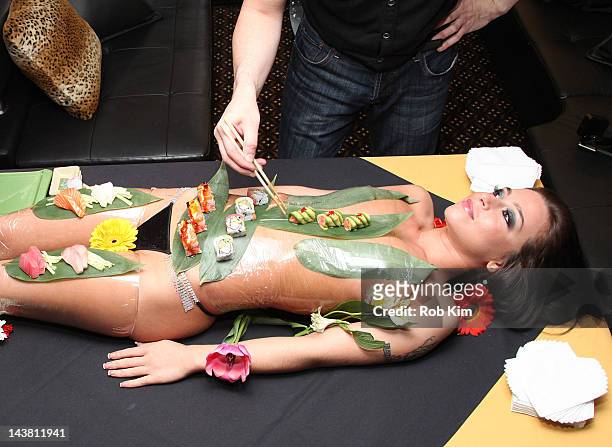 Atmosphere of "body sushi" by Cheetahs' dancers at Cheetahs Gentlemen's Club on May 3, 2012 in New York City.