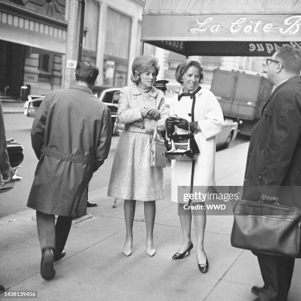 Outtake; Ethel Kennedy and friends outside La Côte Basque restaurant on November 2, 1965 in New York..Article title: "The Kennedy Ticket"