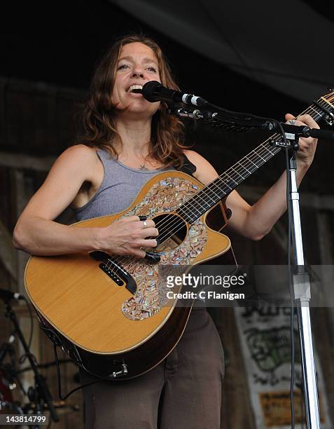 Ani Difranco performs during the 2012 New Orleans Jazz & Heritage Festival at the Fair Grounds Race Course on May 3, 2012 in New Orleans, Louisiana.