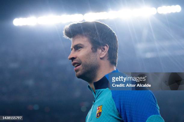 Gerard Pique of FC Barcelona looks on during the UEFA Champions League group C match between FC Barcelona and FC Bayern München at Spotify Camp Nou...