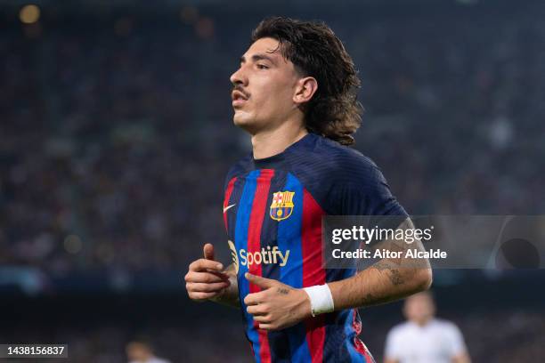 Hector Bellerin of FC Barcelona looks on during the UEFA Champions League group C match between FC Barcelona and FC Bayern München at Spotify Camp...