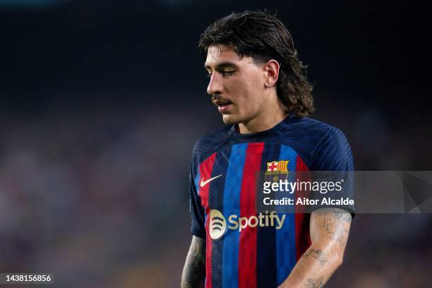 Hector Bellerin of FC Barcelona looks on during the UEFA Champions League group C match between FC Barcelona and FC Bayern München at Spotify Camp...