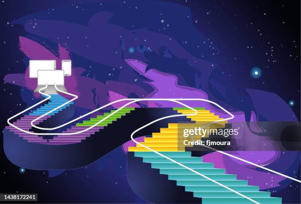 escadas do futuro - futuro stock illustrations