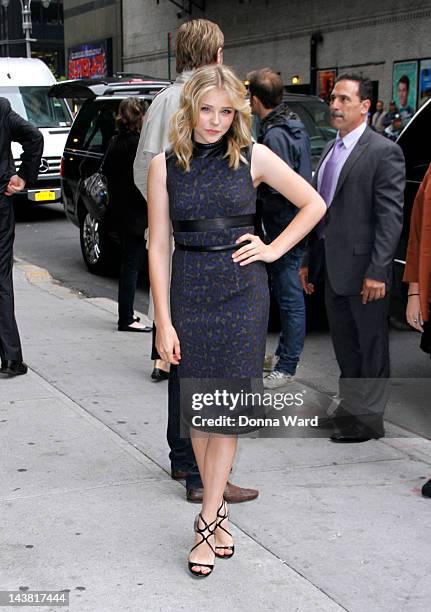 Chloe Grace Moretz leaves "The Late Show with David Letterman" at Ed Sullivan Theater on May 3, 2012 in New York City.