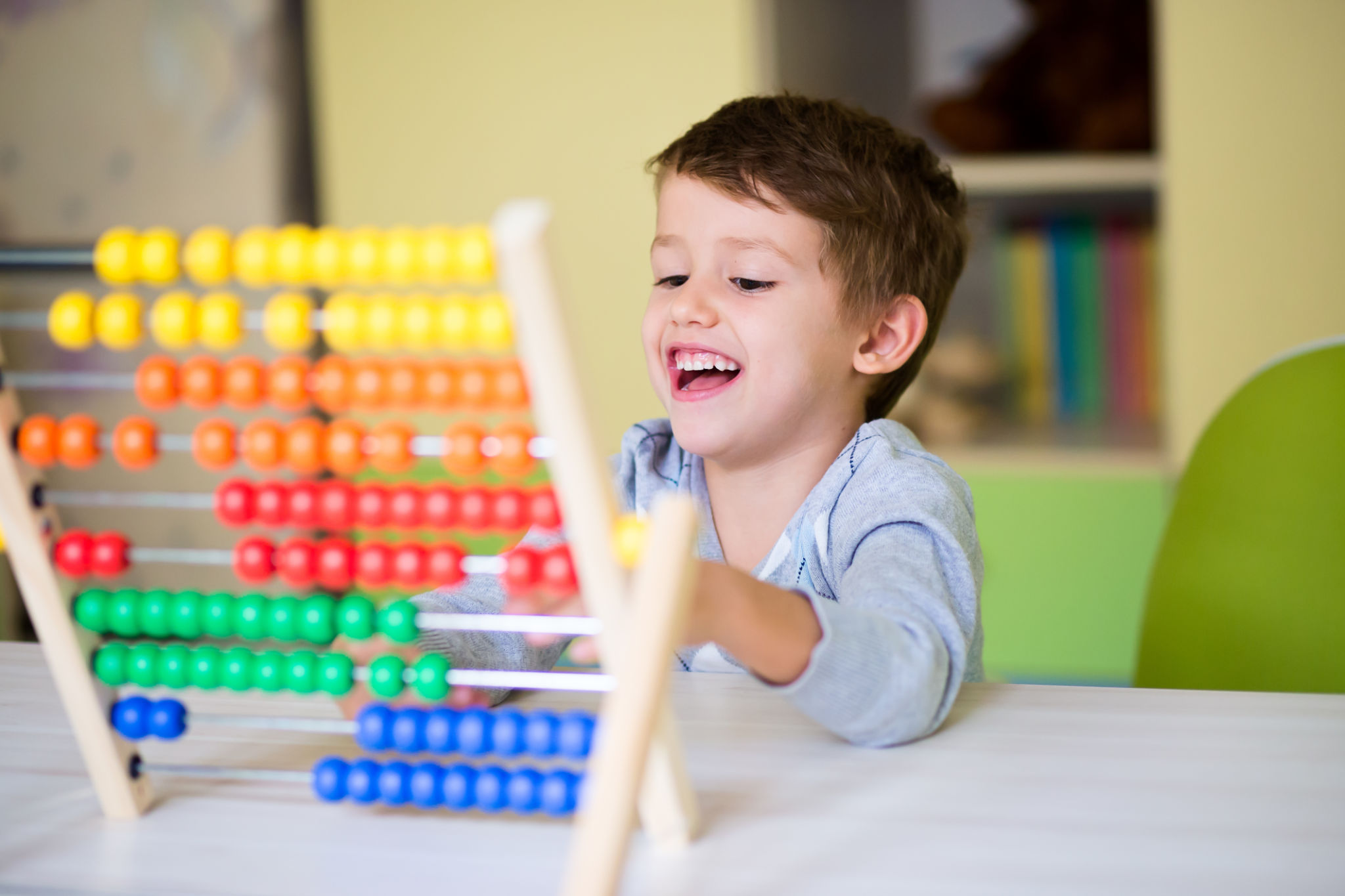children playing with math tools