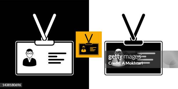 zugangsausweis und id-kartensymbol. - security card stock-grafiken, -clipart, -cartoons und -symbole