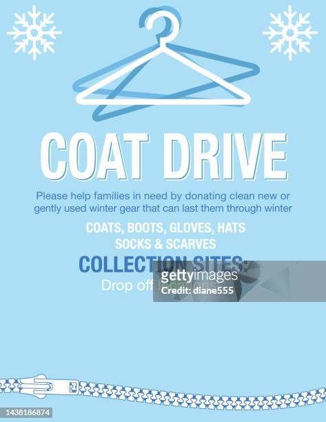 winter coat drive charity poster template - warm clothing stock illustrations