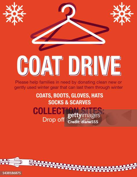 winter coat drive charity poster template - clothing drive stock illustrations