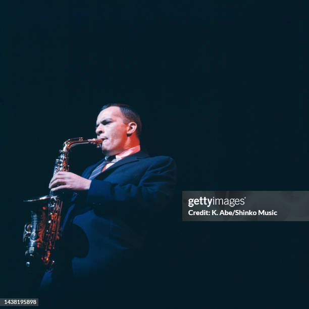 Jackie McLean plays the alto saxophone, Shinjuku, Tokyo, Japan, 12 November 1964.