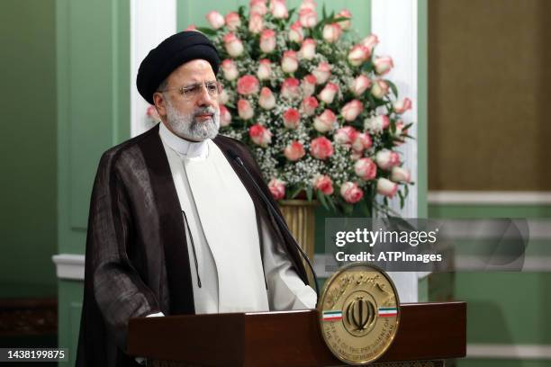 President Ebrahim Raeesi looks on during the official welcome of the Prime Minister of Armenia to Tehran on November 01, 2022 in Tehran, Iran.