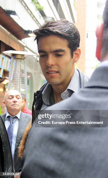 Kaka leaves restaurant after lunch to celebrate League title 2012 for Real Madrid on May 3, 2012 in Madrid, Spain.