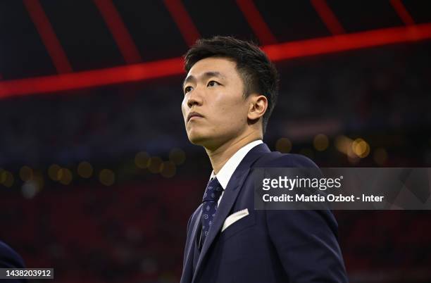 Steven Zhang of FC Internazionale attends before the UEFA Champions League group C match between FC Bayern München and FC Internazionale at Allianz...