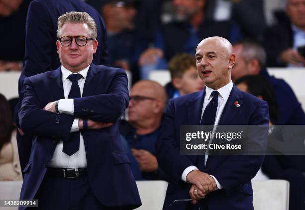 Daniel Levy, Chairperson of Tottenham Hotspur looks on prior to the UEFA Champions League group D match between Olympique Marseille and Tottenham...