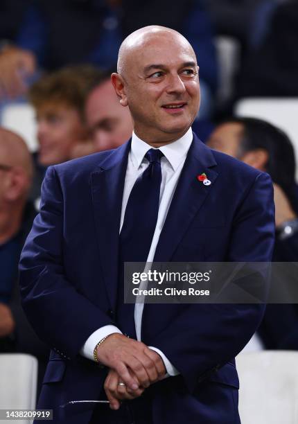 Daniel Levy, Chairperson of Tottenham Hotspur looks on prior to the UEFA Champions League group D match between Olympique Marseille and Tottenham...