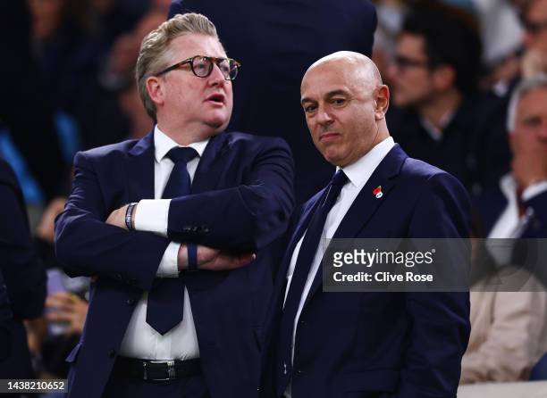 Daniel Levy, Chairperson of Tottenham Hotspur looks on prior to the UEFA Champions League group D match between Olympique Marseille and Tottenham...