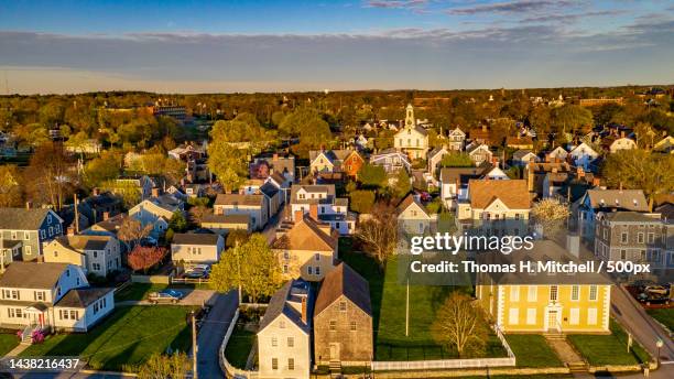 high angle view of townscape against sky,portsmouth,new hampshire,united states,usa - new hampshire stock pictures, royalty-free photos & images